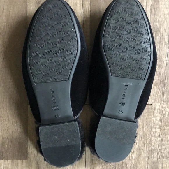 Birdies Phoebe Velvet Faux Fur Black Mules 7.5 - Picture 6 of 10
